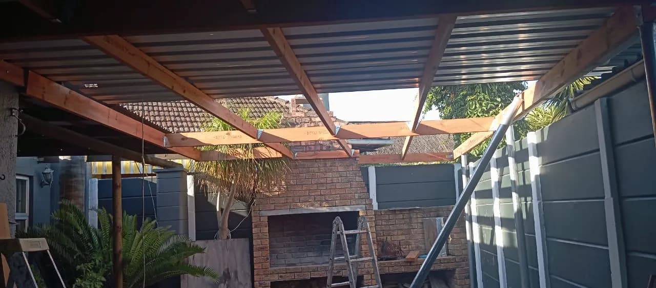 Brick braai area under a new pergola
